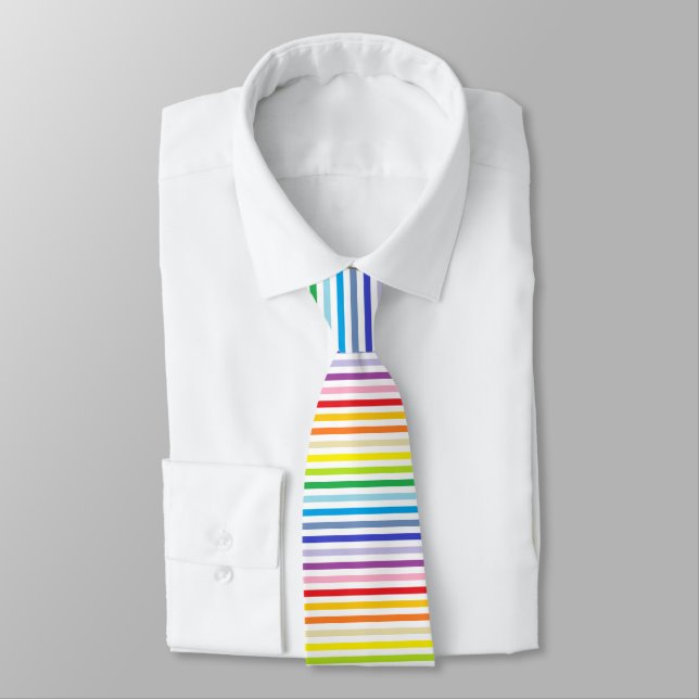Broader Spectrum Rainbow and White Stripes Neck Tie (Tied)