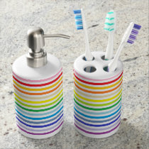 Broader Spectrum Rainbow and White Stripes Soap Dispenser And Toothbrush Holder Broader Spectrum Rainbow and White Stripes Soap Dispenser And Toothbrush Holder