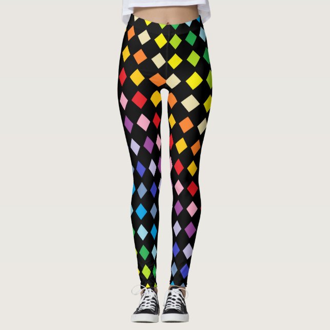 Broader Spectrum Rainbow Diamonds Black Leggings (Front)