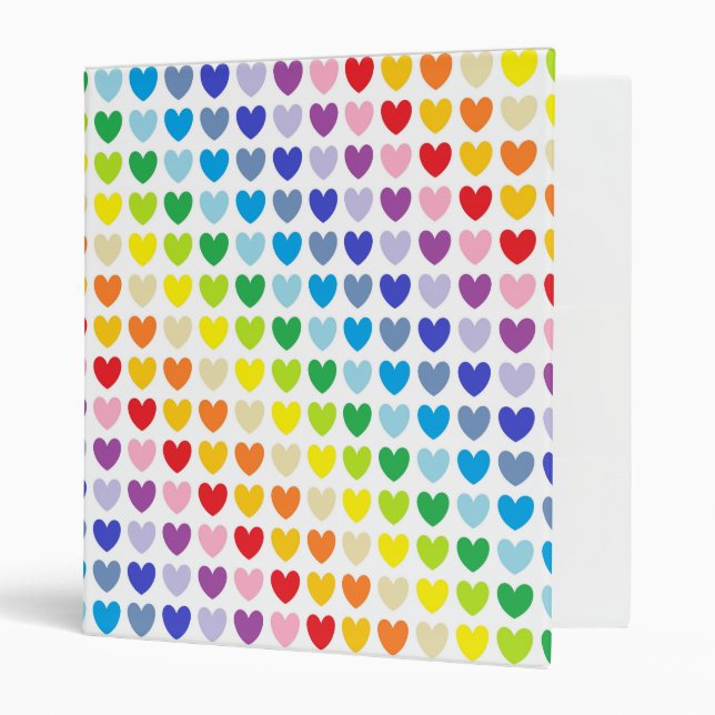 Broader Spectrum Rainbow Hearts 3 Ring Binder (Front/Inside)