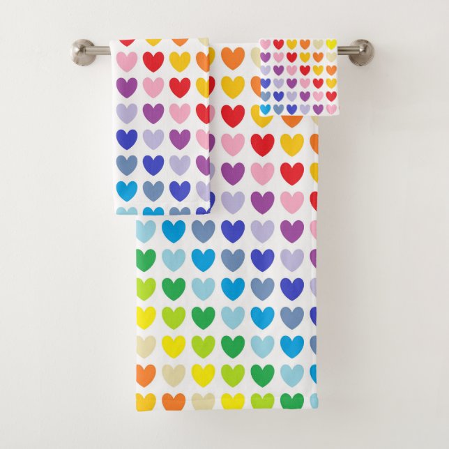 Broader Spectrum Rainbow Hearts Bath Towel Set (Insitu)