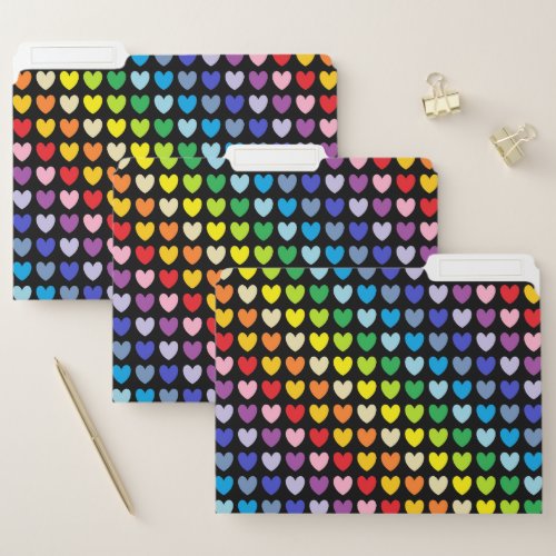 Broader Spectrum Rainbow Hearts Black File Folder