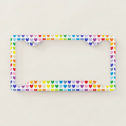 Broader Spectrum Rainbow Hearts License Plate Frame
