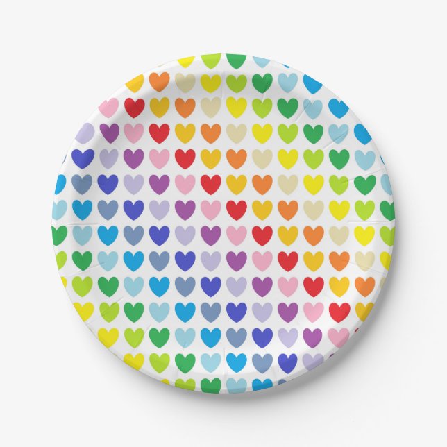 Broader Spectrum Rainbow Hearts Paper Plates (Front)