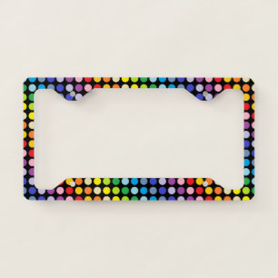 Broader Spectrum Rainbow Polka Dots Black License Plate Frame