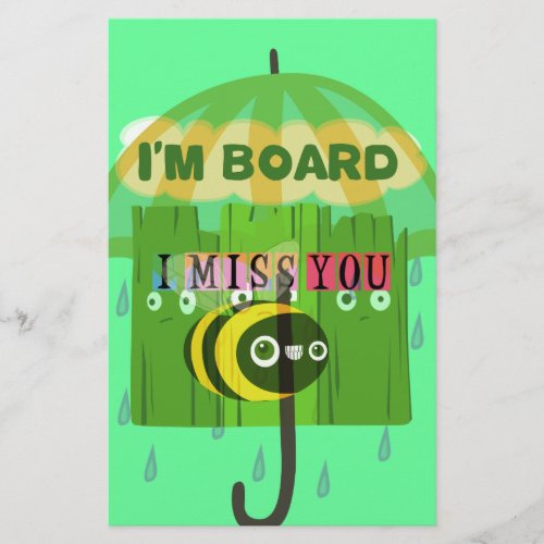 Broadly Speaking I miss You Inspirational Text  Stationery