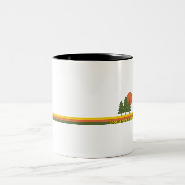 Broads National Park Pine Trees Sun Two-Tone Coffee Mug (Center)