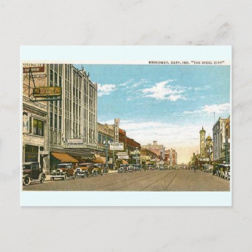 Broadway 1930 Gary Indiana Postcard