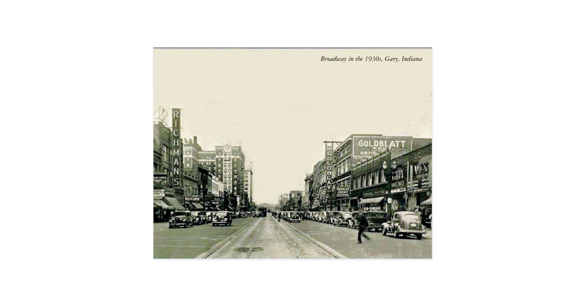 Broadway 1930s Gary, Indiana Postcard | Zazzle.com