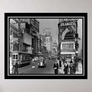 Broadway & 46th St NYC Print ca. 1937