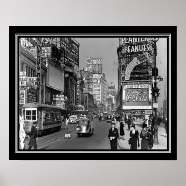 Broadway & 46th St NYC Print ca. 1937 (Front)