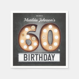 Broadway 60th Birthday Glamorous Marquee Custom Napkins