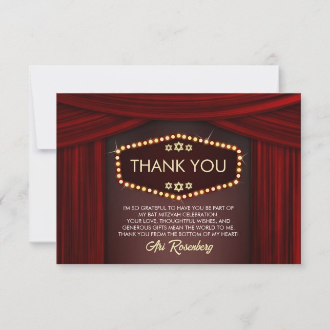 Broadway Bat Mitzvah Thank You Card (Front)
