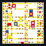 Broadway Boogie Woogie Poster<br><div class="desc">A digital interpretation of Piet Mondrian's 1943 composition. This differs in that it adheres rigidly to a fixed grid lacking in the original.</div>