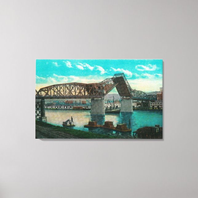 Broadway Bridge over Willamette River Canvas Print (Front)