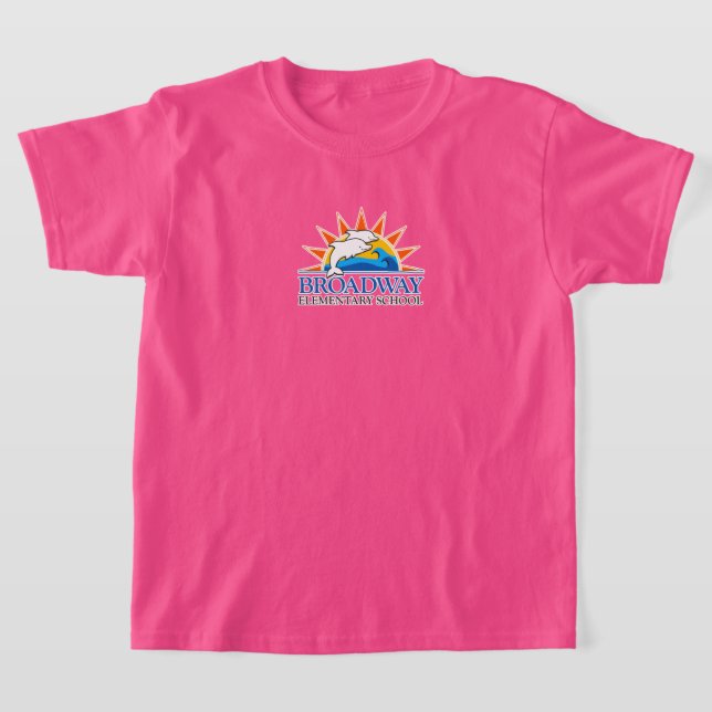 Broadway Elementary School kids white logo shirt (Laydown)