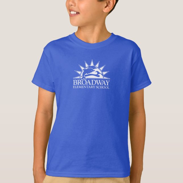 Broadway Elementary School kids white logo shirt (Front)