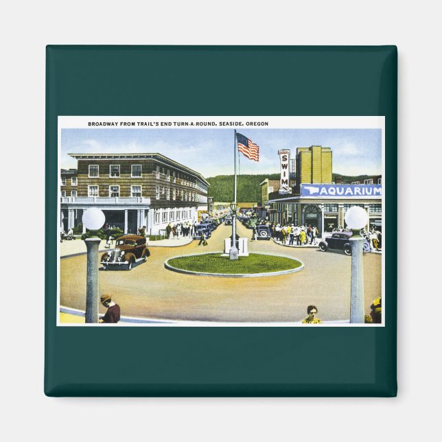 Broadway from Trail's End Turn-A-Round, Seaside,OR Magnet (Front)