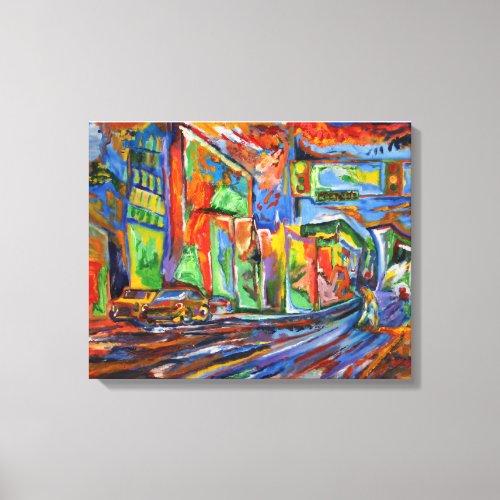 Broadway in the Rain Synesthesia Oil Painting Canvas Print