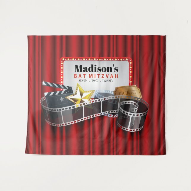 BROADWAY MARQUEE Bat Mitzvah Photo Booth Backdrop (Front (Horizontal))