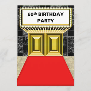Broadway Marquee Red Carpet 60 th Birthday Party Invitation