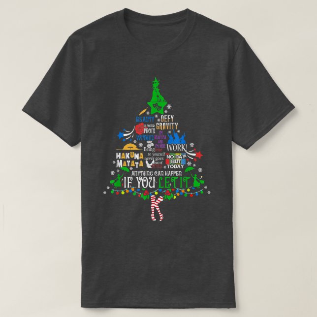 Broadway Musical Theater Christmas Tree Funny Xmas T-Shirt (Design Front)
