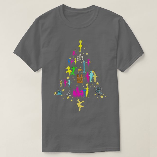Broadway Musical Theatre Christmas Tree  T-Shirt (Design Front)