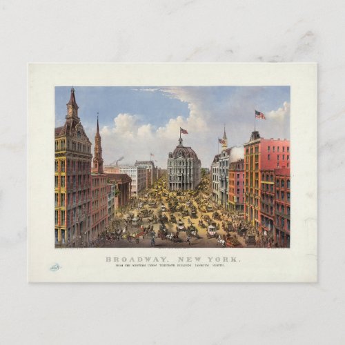 Broadway New York by Currier  Ives 1875 Postcard