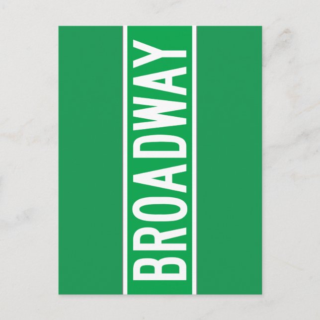 Broadway, New York Street Sign Postcard (Front)