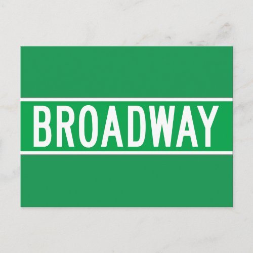 Broadway New York Street Sign Postcard