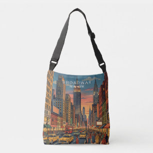 Broadway New York Travel Art Vintage Crossbody Bag