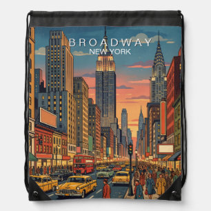 Broadway New York Travel Art Vintage Drawstring Bag