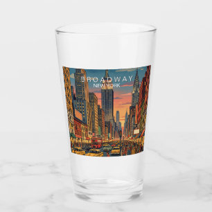 Broadway New York Travel Art Vintage Glass