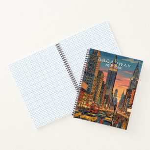 Broadway New York Travel Art Vintage Notebook