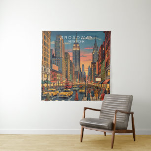 Broadway New York Travel Art Vintage Tapestry