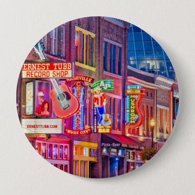 Broadway Street Downtown Nashville Tennessee Button (Front)