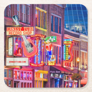 Broadway Street Downtown Nashville Tennessee Square Paper Coaster