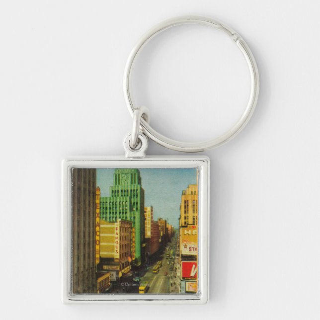 Broadway Street in Los Angeles, CA Keychain (Front)