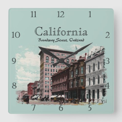 Broadway Street Oakland California Custom Square W Square Wall Clock