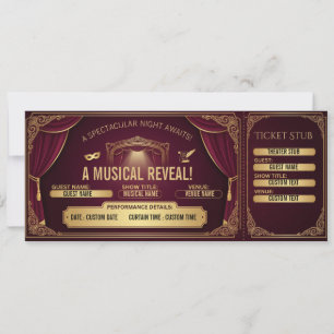 Broadway Theater Ticket Gift Reveal Voucher Invitation