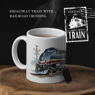 Broadway Train With Railroad Crossing Two-Tone Coffee Mug