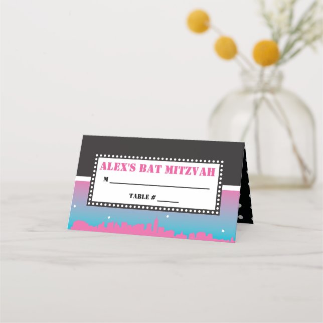 BROADWAY VIP Bar Bat Mitzvah Seating Escort Card (Front)