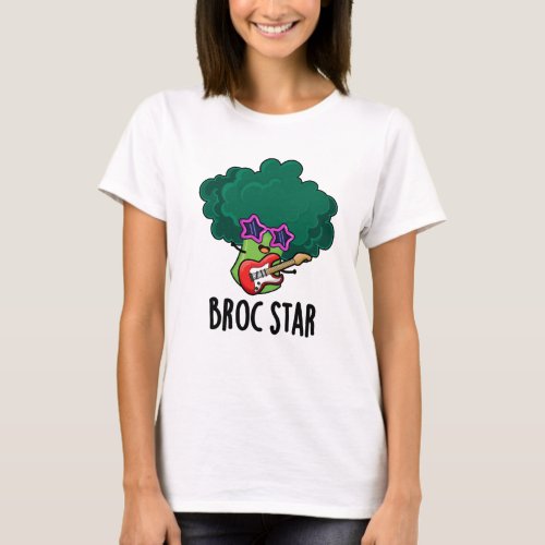 Broc Star Funny Brocolli Rock Star Pun  T_Shirt