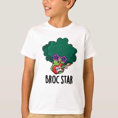 Broc Star Funny Brocolli Rock Star Pun  T_Shirt