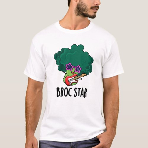 Broc Star Funny Brocolli Rock Star Pun  T_Shirt