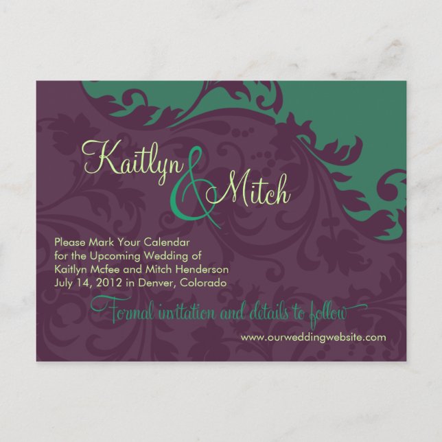 Brocade Save the Date Postcard (Front)