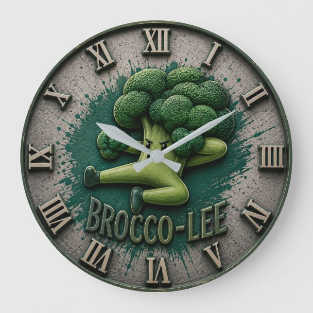 Brocco Life Funny Broccoli Cute Vegetable Kitchen  Large Clock (Front)