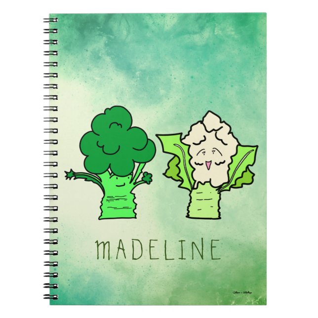 Broccoli and Cauliflower Customizable Notebook (Front)
