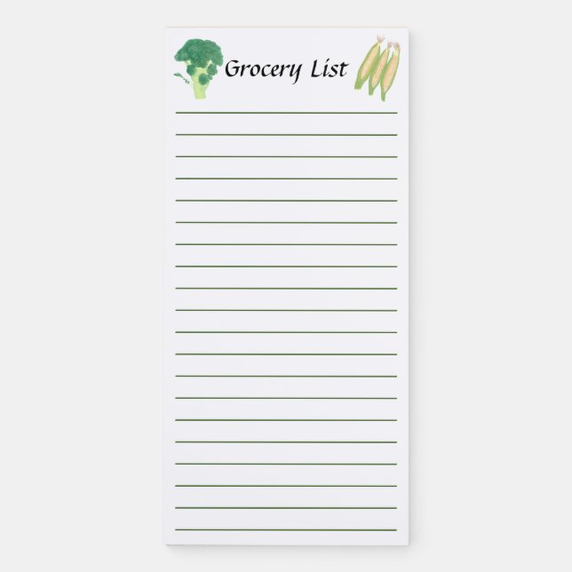 Broccoli and Corn Grocery List Notepads (Front)
