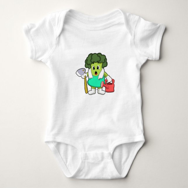 Broccoli as Farmer with Watering can Baby Bodysuit (Front)